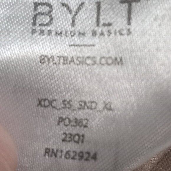 BYLT Premium Basics Men's Drop Cut Lux Short Sleeve Shirt XL Sand - Picture 6 of 8